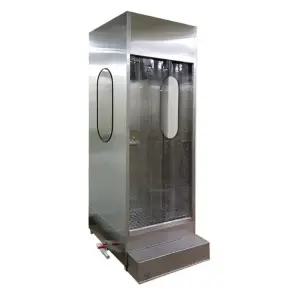 과학실 화학물질 사고대비 국산 하단탱크 투명커튼 설치형 비상샤워기 꽃가루 모래 녹