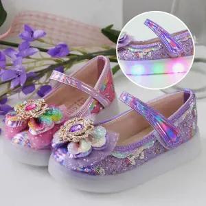 여아 여자 여성 아동 어린이 유아 야광 단화 반짝이 글리터 리본 레이스 LED 공주 메리