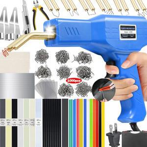 업그레이드된 220W 플라스틱 용접기, 2 in 1 용접 수리 용접기 키트 1000PCS 핫 스테이플러 납땜 건과 100PCS 용접봉 자동차 범퍼 대부분의 플라스틱(파란색)