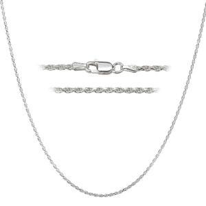 여성용 DSS 925 스털링 실버 목걸이, 로프 체인 1.5mm, 랍스터 발톱 걸쇠, 체인, 이탈리아 주얼리, 16인치 - 36인치