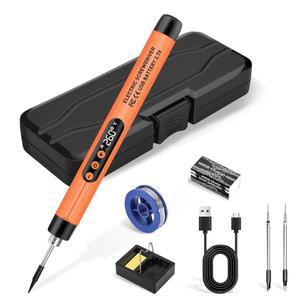 Dmyond 무선 납땜 인두 키트, USB 충전식 휴대용 인두, 가전제품 수리를 위한 LCD 디지털 조절 온도 조절기, DIY