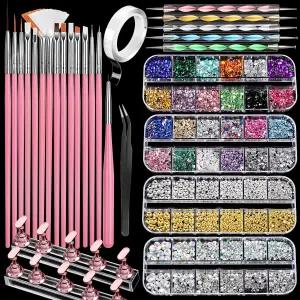 팬다메이 네일 아트 도구 아크릴 브러시 스탠드 젬 및 라인스톤 페인팅 네일용 홀더 15개의 PCS 도팅