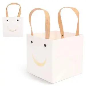 접이식사각상자 스마일 사각 선물백 중 화이트 크라프트 쇼핑백