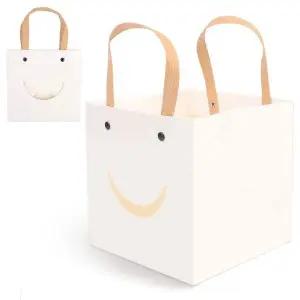 접이식사각상자 스마일 사각 선물백 대 화이트 크라프트 쇼핑백