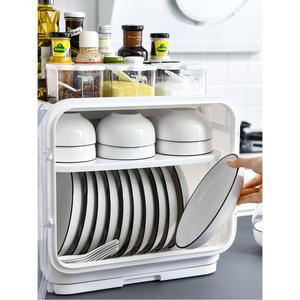 그릇 건조대 찬장 주방 접시 물빠짐 수납함 뚜껑이 수저 수납 있는 선반