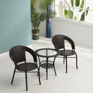 발코니 티타임 라탄 부부테이블 의자세트 베란다 야외