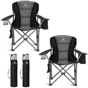 캠프 오버사이즈 접이식 캠핑 의자, 쿨러백이 있는 헤비 듀티 휴대용 잔디 사이드 포켓 및 컵 홀더, 외부 지지대용 의자 450파운드