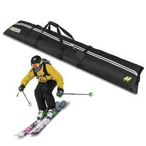 항공 여행용 하이켄 스키백, 풀 패딩백 보호, 방수 강화 여행 가방, 최대 215cm의 스키에 적합하며 스키, 보관 및 운송에 완벽합니다