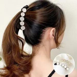 원형 자개 곡선형 바나나핀 포니테일 헤어핀 머리핀
