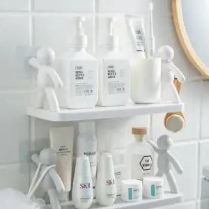 (색상 화이트)다용도 멀티 주방 거실 욕실 선반 벽선반 무타공 부착 무지주 인테리어 가정 사무실 일자 수