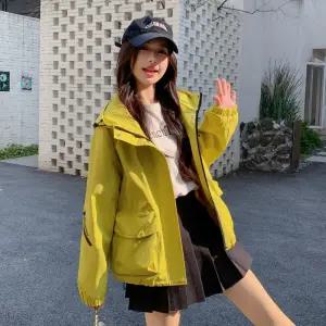 여자 바람막이 점퍼 후드 트렌치코트 쇼트 가을 캐주얼 코트 슬림핏 원픽3
