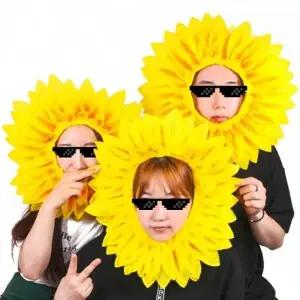 ( )핵 인싸템 해바라기 꽃 얼굴 가면 파티 체육대회 운동회 응원 용품 소품