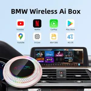무선 카플레이 시스템을 갖춘 BMW 또는 기타 차량용 AI 박스 8GB RAM 128GB ROM 듀얼 WiFi 4G SIM 카드