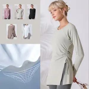 옆트임티 복 긴팔 티셔츠 필라테스복 스포츠 운동