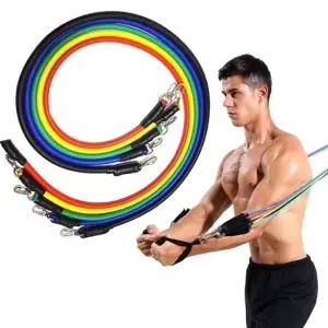 ( )튜빙밴드 도어앵커 홈트 그립바 탄력 탄성 저항 헬스 전신 근력운동 고무 밴드 5종 세트