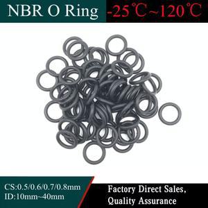 블랙 O 링 개스킷 NBR 시계 방수 부식 내유성 케이스 도장 세척 CS 0.7mm ID2.5 ~ 29mm 50 개