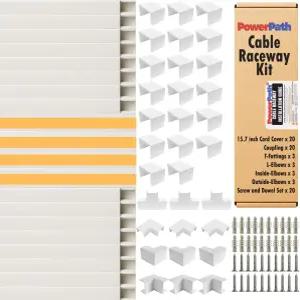 케이블 관리 키트 커넥터가 있는 20팩 x 15.7인치 PVC 와이어 하이더 T L 코너 내부 및 외부 나사 TV 홈