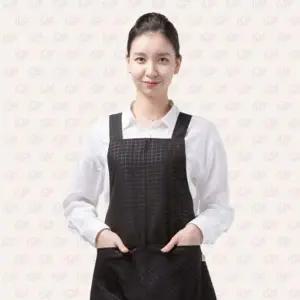 미용 앞치마 공방 미용실 카페 앞치마 체크 블랙