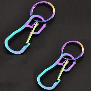 2팩 카라비너 클립 접이식 링 세트 티타늄 열쇠고리 퀵 릴리스 후크 남성용