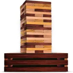 SWOOC 게임 - 재활용된 거대 타워 (내후성) 60 블록 + 저장 상자/야외 테이블 최대 5피트 스택 야외 대형