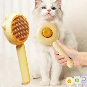 애완 동물 제모 브러시 고양이 슬리커 손질 빗 자체 청소 개 마사지 입자 바늘 용품