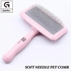 반려동물 그루밍 빗 쉐딩 헤어 리무버 가벼운 손잡이 부드러운 바늘 브러시 슬리커 마사지 청소 도구 오픈