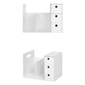 필기구 수납식 3단 서랍 책꽂이 28.7x21cm 1개 WH