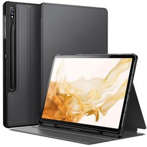 [미국배송] 삼성호환 삼성제품호환 S8 플러스 2022 / S7 FE 2021 / S7 플러스 2020 12.4인치 S펜 홀더 슬림 폴리오 스탠드 보호 태블릿 커버 멀티 앵글 뷰잉(블랙)용 JETECH 케이스