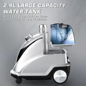 옷을 위한 앤터 찜기 롤 휠이 장착된 1500W 강력한 스탠딩 의류 90분 연속 찜이 가능한 2.4L 물탱크 35초