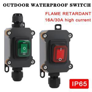 해양 로커 스위치 IP65 방수 LED 표시기 220V16A 인라인 전원 코드 정션 박스 야외 12V24V 고전류 고강도