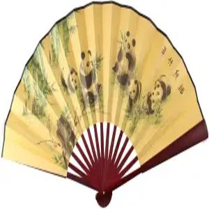 취미 레트로 접이식 실크 선풍기 중국식 장식 남성 포켓 대나무 손잡이 손 10인치