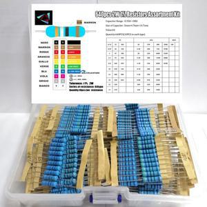 640Pcs 2W 1% 0.33R-1M 64ValuesX10Pcs 메탈 필름 저항기 키트 세트