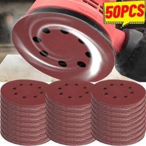 범용 8 홀 샌딩 디스크 12.8cm 메탈 목재 유리 궤도 샌더 연마 패드 용 라운드 샌드페이퍼 홈 도구