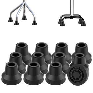 슈퍼기어 쿼드 지팡이 12개 세트 고무 헤비 듀티 논슬립 익스트림 그립 교체용 여성 남성 노인용 보행 스탠드 스틱 액세서리