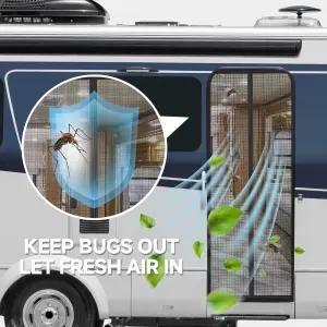 DZGKGM 마그네틱 RV 스크린 도어 커튼 - 캠핑카 여행 트레일러 다섯 번째 바퀴 벌레를 막고 신선한 공기를