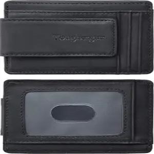 남성용 터프건 슬림 지갑 RFID 차단 머니 클립 미니멀리스트 프론트 포켓 신용카드 홀더 신분증 창이 있는