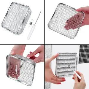 타투오 플라잉 곤충 스크린 RV 용광로 통풍구 커버 온수기 설치 도구 포함 스테인리스 스틸 메쉬(4.5 x 4.5