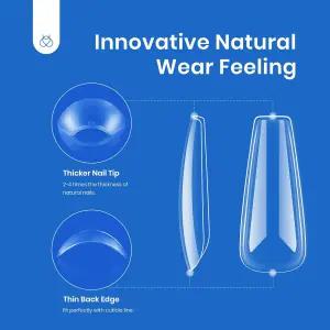 딱정벌레 아크릴 네일 키트 500개 긴 관 모양의 투명 풀 커버 부드러운 가짜 팁을 흡수하는 쉬운 연장 세트