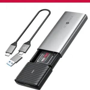NVME 인클로저 2-in-1 USB C 어댑터가 있는 SETMSPACE 도구 없는 M.2 2280 2260 2242 2230 SATA SSD용 외장