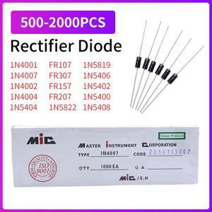500-2000PCS 정류기 다이오드 FR207 1N4007 1N5408 1N5819 1N5822