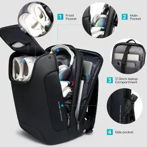 17.3인치 노트북용 BANGE 남성용 노트북 백팩 방수 패션 여행용 물병이 달린 하이테크 남녀용 업무용