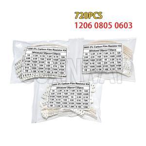 720개 0603 0805 1206 SMD 저항기 키트 1R-100M 10K 1R 220R 5% 전자 세트