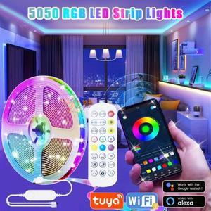 스마트 RGB LED 스트립 조명 USB 5050 Tuya WIFI APP 제어 유연한 램프 테이프 룸 장식은 Alexa Google Ass