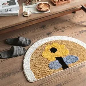 미끄럼방지 자가드 발매트 해바라기 반달매트 2size 주방매트 욕실매트 다용도매트 극세사매트