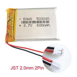 3.7V 600mAh 503040 리포 폴리머 리튬 충전식 배터리 JST PH 2.0mm 2Pin MP3 GPS DVD 블루투스 레코더 전자