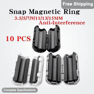 케이블 쉴드 용 10Pcs 스냅 마그네틱 링 페라이트 필터 이동식 내경 3.5/5/7/9/11/13/15MM Degaussing