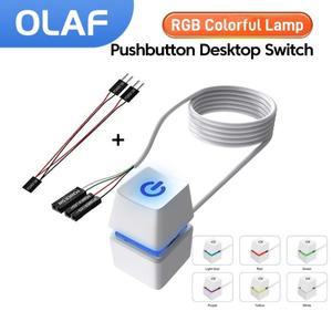 Olaf 1-5M 컴퓨터 데스크탑 스위치 RGB 라이트 마더 보드 홈 오피스 호스트 용 외부 시작 전원 켜기/끄기