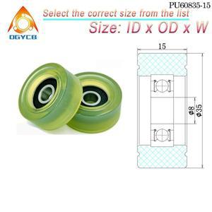 1pcs 8x35x15mm 고급 이동 문 음소거 PU 풀리 PU60835-15 OD 35mm 외부 폴리우레탄 베어링 롤러 8x35x15 고
