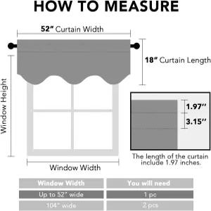 H.VERSAILTEX 2 패널 주방 창문/거실/목욕실 프라이버시 보호 막대 포켓 장식 가리비 창문 커튼 52인치 W x