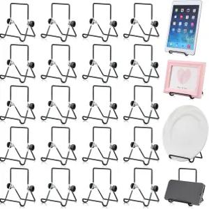 케닝 24팩 책꽂이 접이식 테이블용 그림 홀더 3.54인치 X 5.12인치 금속판 스탠드 디스플레이 사진 이젤